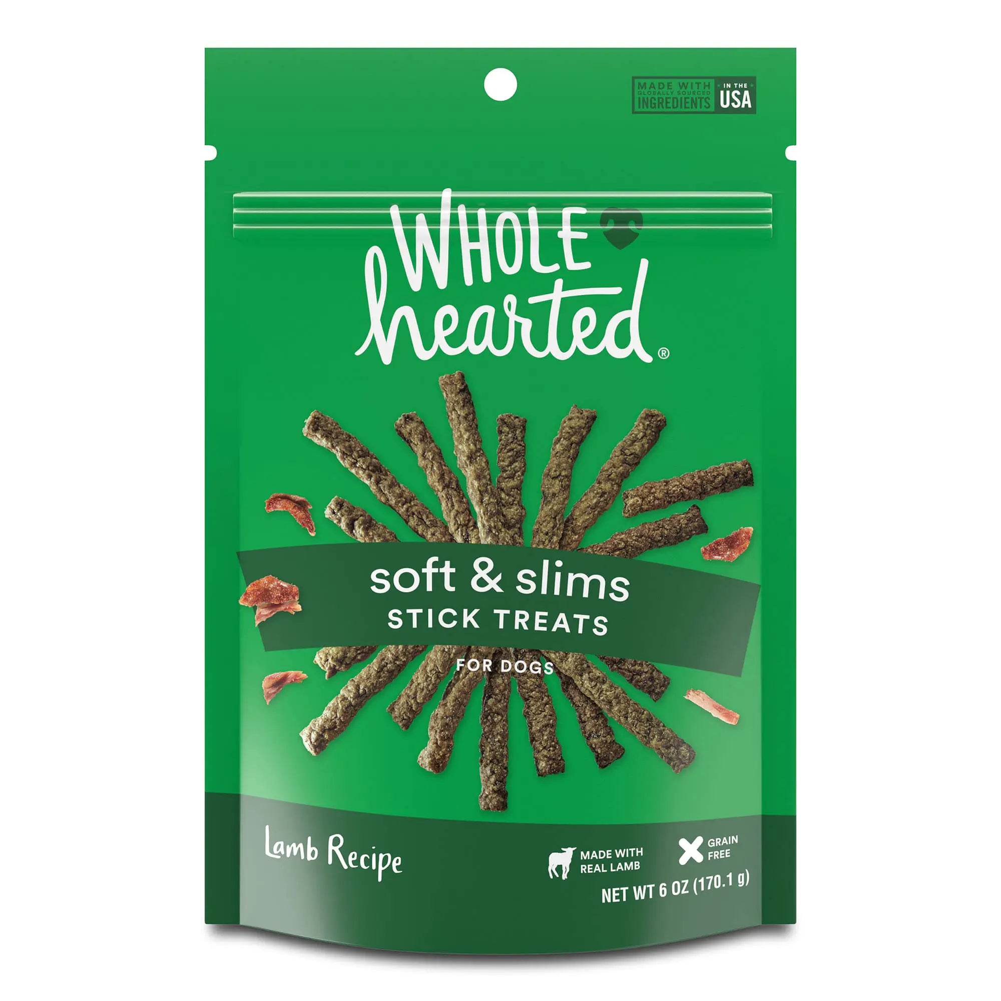 WholeHearted Grain Free Soft and Chewy Lamb Recipe Dog Stick Treats 6 oz.